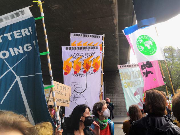 Fahnenmeer beim Klimastreik